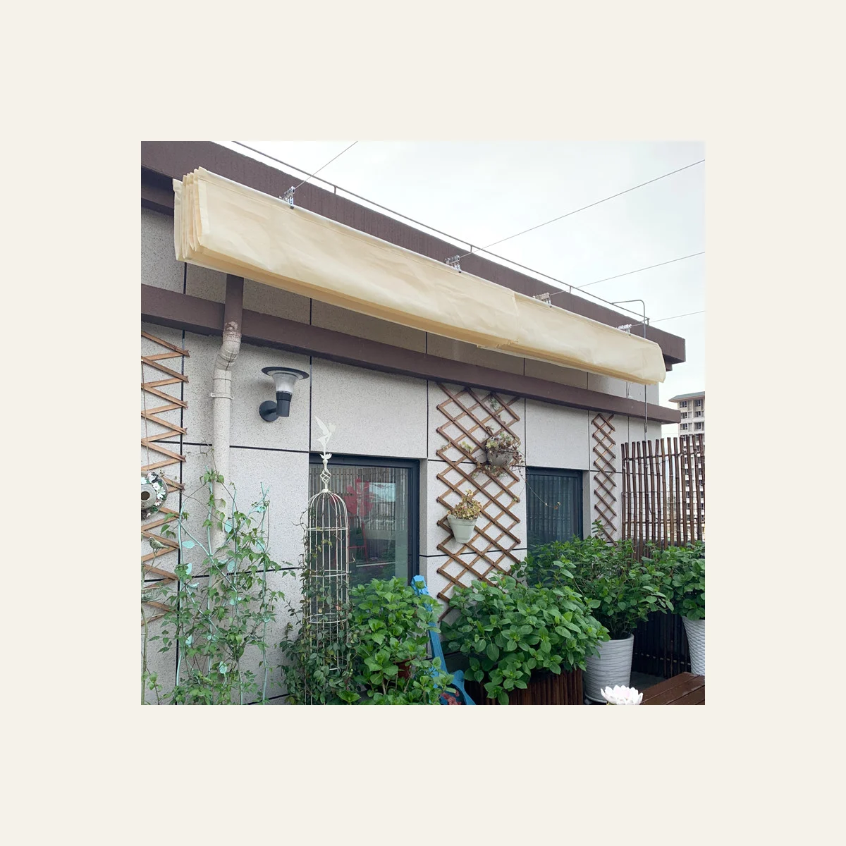2.5x3m~3x6m Waterproof Retractable Telescopic Wave Sun Shade Net Home Garden Gazebo Pergolas Rainproof Sliding Canopy