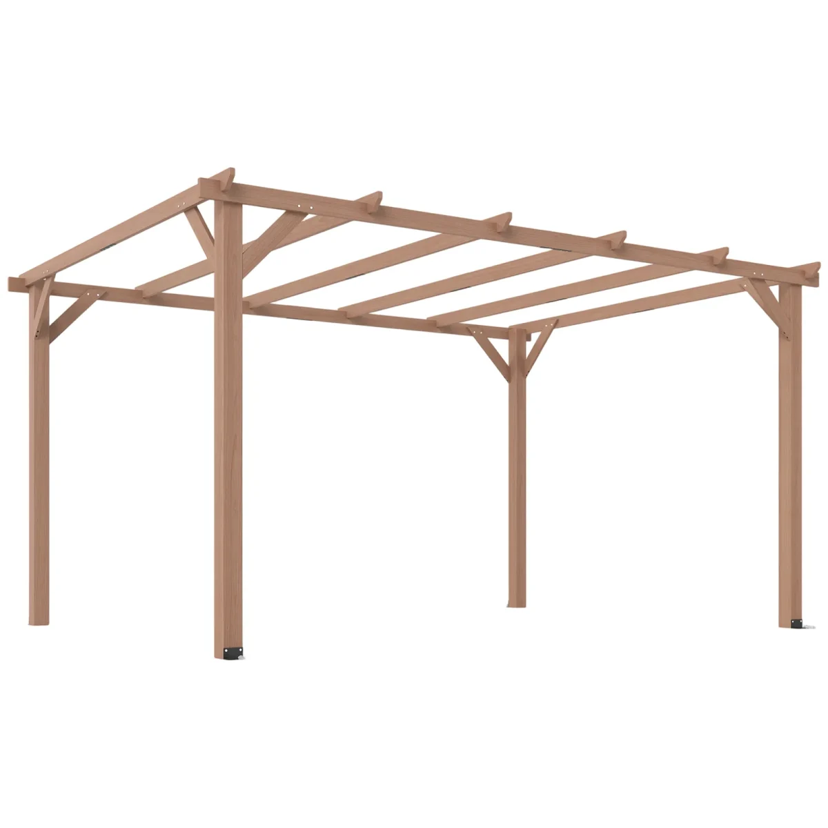 4 x 3 m Wooden Pergola Kit, Garden Pergola Grape Trellis with Triangle Supports, 6 Beams, Maple Wood-effect