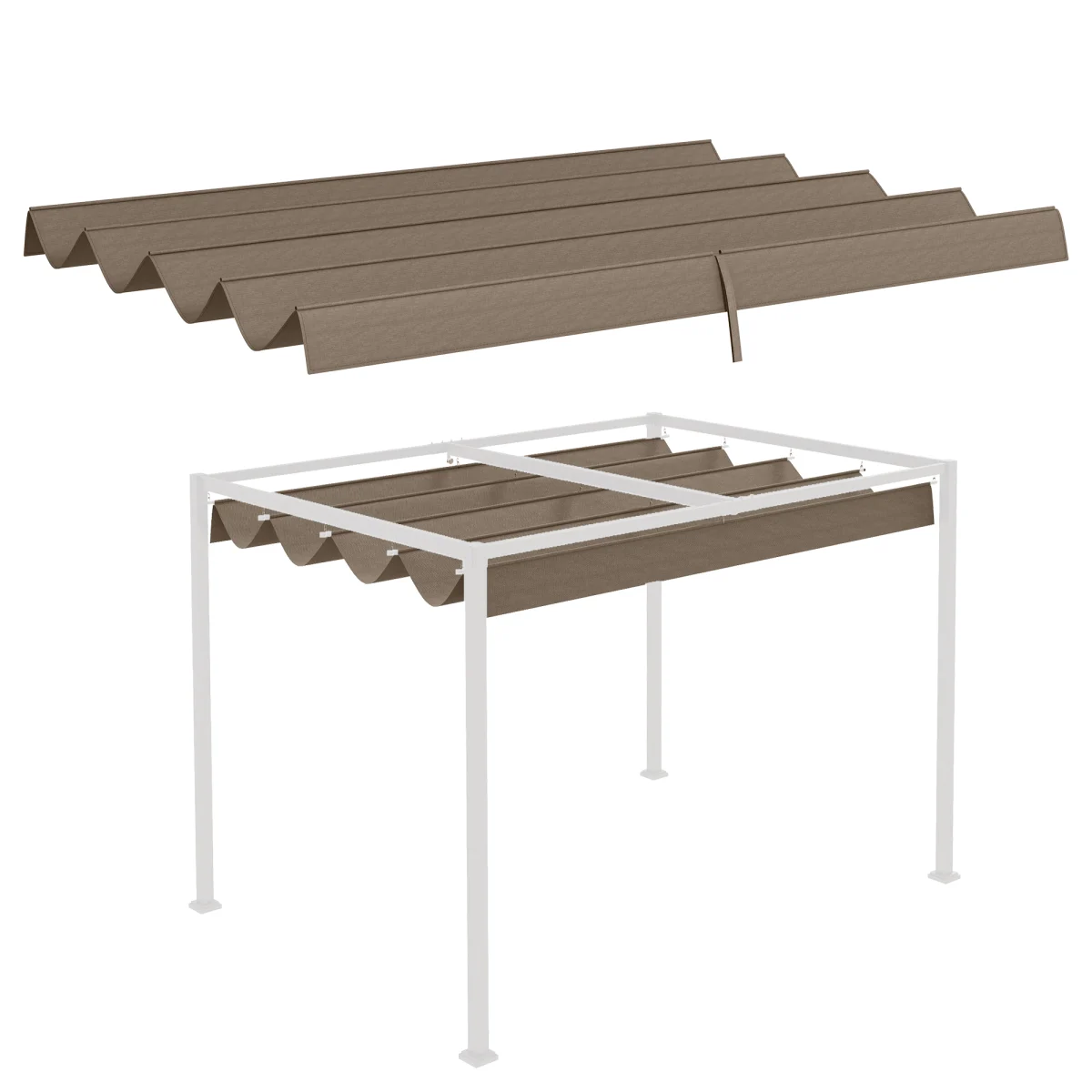 Pergola Sun Shade Cover Roof Replacement for 3 x 2.15m Pergola, Coffee